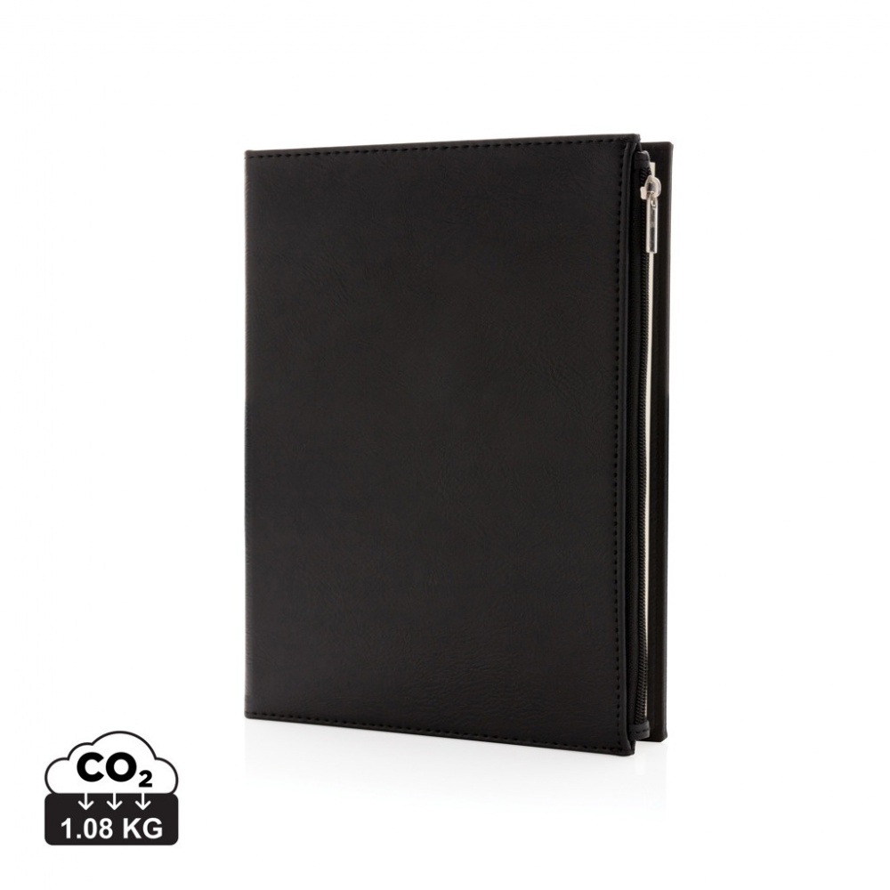 Logo trade corporate gifts picture of: Swiss Peak A5 PU notebook with zipper pocket