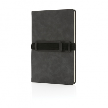 Logotrade promotional gift image of: Deluxe hardcover PU notebook A5 with phone and pen holder