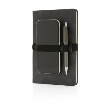 Logotrade promotional product image of: Deluxe hardcover PU notebook A5 with phone and pen holder