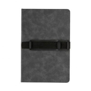 Logo trade promotional giveaways image of: Deluxe hardcover PU notebook A5 with phone and pen holder