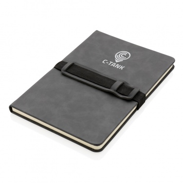 Logotrade promotional merchandise photo of: Deluxe hardcover PU notebook A5 with phone and pen holder