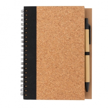 Logo trade promotional item photo of: Cork spiral notebook with pen