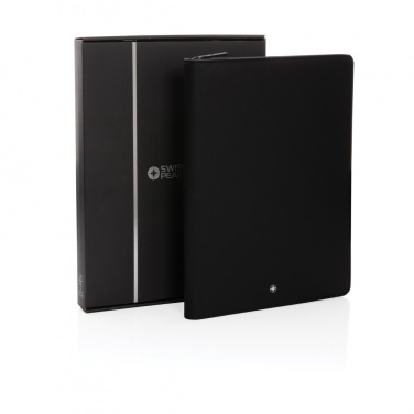Logo trade promotional merchandise image of: Swiss Peak Heritage RCS rPU A4 portfolio with zipper