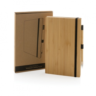 Logotrade promotional product picture of: Bamboo notebook and infinity pencil set
