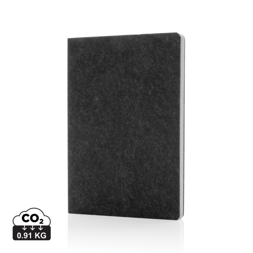 Logo trade business gift photo of: Phrase GRS certified recycled felt A5 notebook