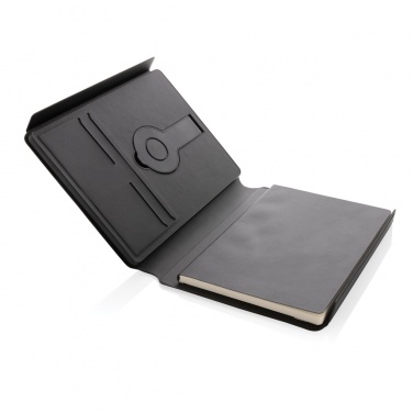 Logo trade advertising products image of: Swiss Peak RCS rePU notebook with 2-in-1 wireless charger