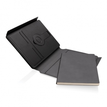 Logo trade promotional giveaway photo of: Swiss Peak RCS rePU notebook with 2-in-1 wireless charger