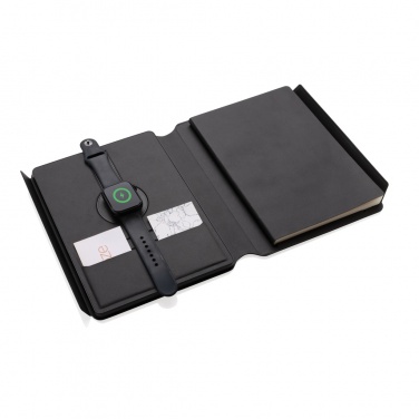 Logo trade advertising products image of: Swiss Peak RCS rePU notebook with 2-in-1 wireless charger