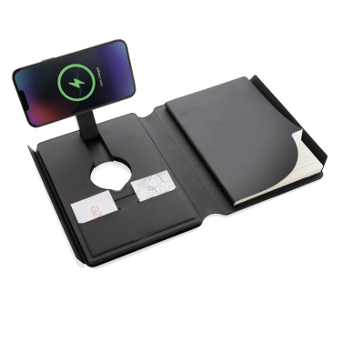 Logotrade promotional giveaway picture of: Swiss Peak RCS rePU notebook with 2-in-1 wireless charger