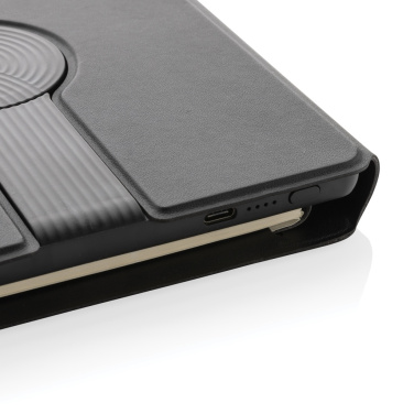 Logotrade promotional item picture of: Swiss Peak RCS rePU notebook with 2-in-1 wireless charger
