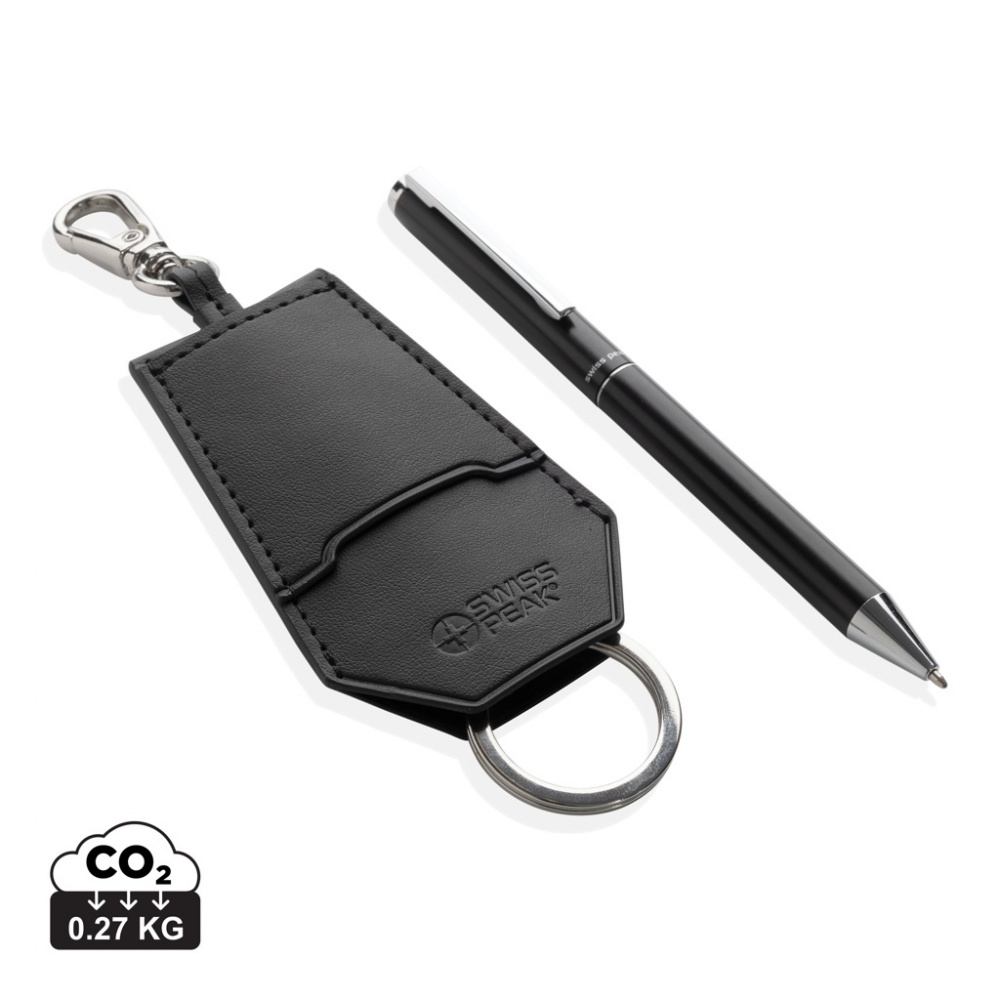 Logo trade promotional gift photo of: SP Tula RCS certified recycled PU key holder and pen set
