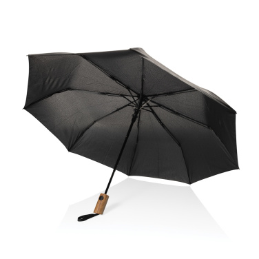 Logotrade promotional item picture of: Kaycey 21" AWARE™ RPET Acacia wood mini auto open umbrella
