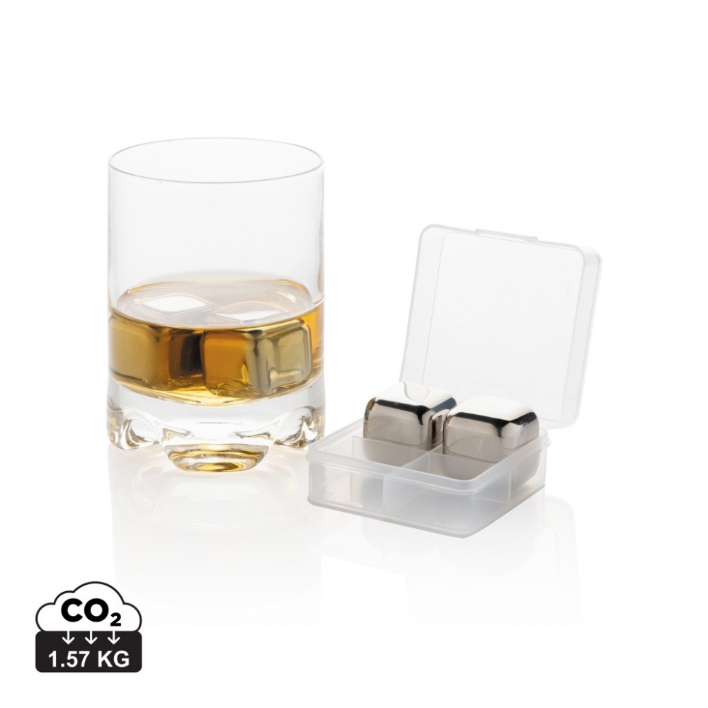 Logo trade corporate gifts picture of: Re-usable stainless steel ice cubes 4pc