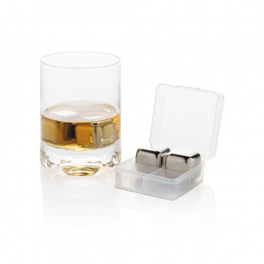 Logo trade promotional giveaway photo of: Re-usable stainless steel ice cubes 4pc