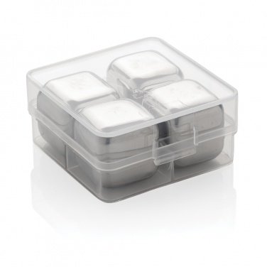 Logo trade promotional products image of: Re-usable stainless steel ice cubes 4pc
