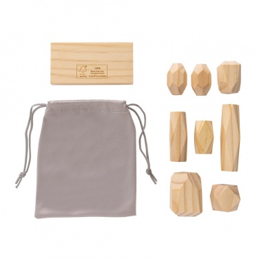 Logo trade promotional merchandise photo of: Ukiyo Crios wooden balancing rocks in pouch