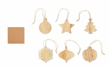 Logo trade promotional item photo of: Set of wooden Xmas ornaments