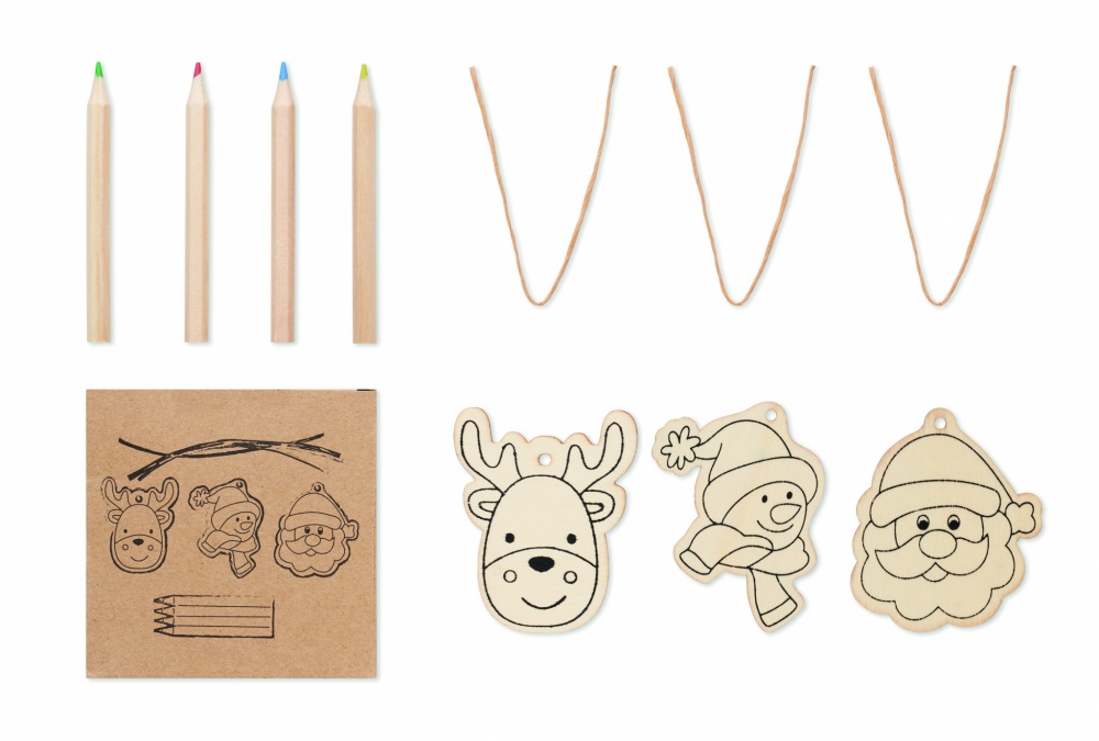 Logo trade business gifts image of: Drawing wooden ornaments set