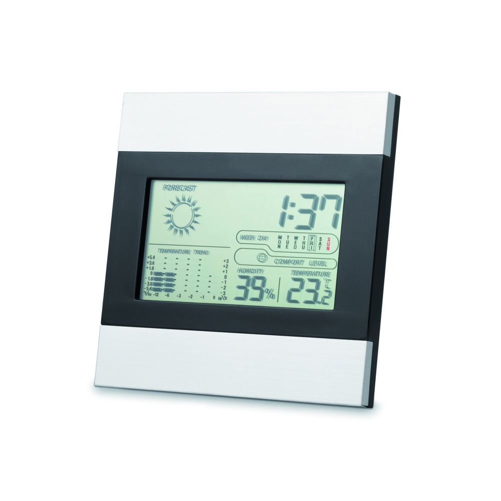 Logo trade corporate gifts image of: Weather station and clock