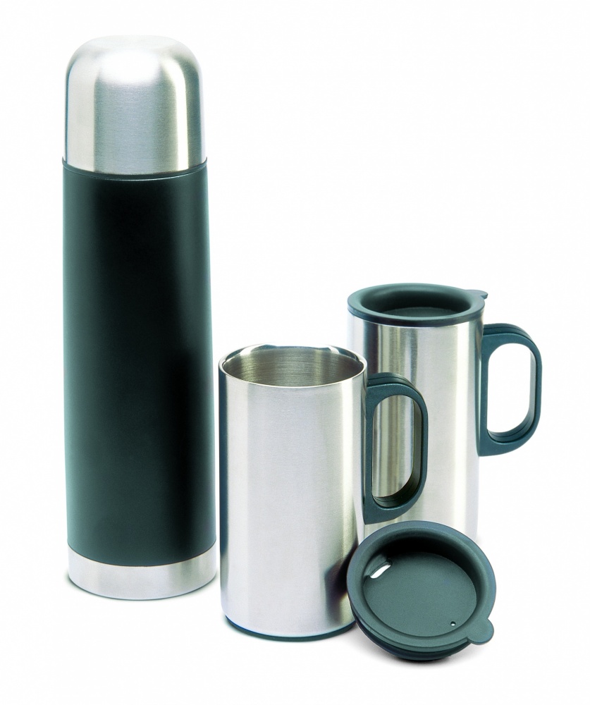 Logo trade advertising product photo of: Insulation flask with 2 mugs