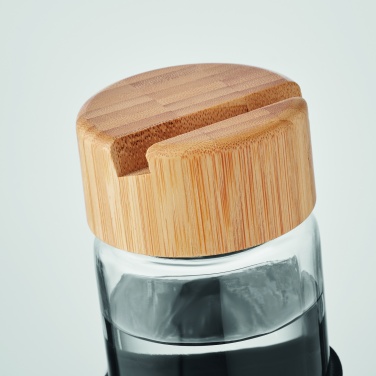 Logo trade promotional products image of: Glass bottle bamboo lid 600ml
