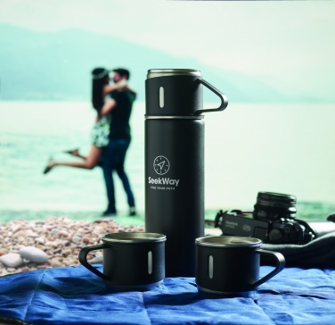 Logo trade corporate gifts image of: Double wall bottle and cup set