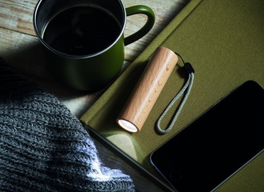 Logo trade promotional gifts image of: Beech wood rechargeable torch