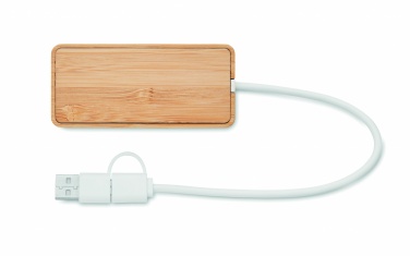 Logo trade promotional products picture of: Bamboo USB 3 ports hub