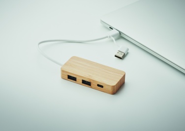 Logotrade promotional product image of: Bamboo USB 3 ports hub