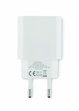 Logo trade promotional products picture of: 20W 2 port USB charger EU plug