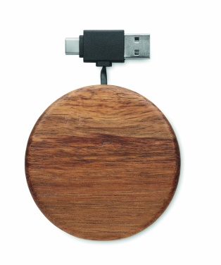 Logo trade promotional item photo of: Wireless charger in acacia 15W