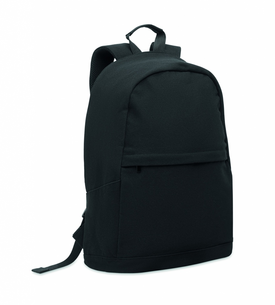 Logotrade corporate gift image of: A 15-inch laptop backpack made of recycled pre-consumer cotton and recycled polyester with customizable printing.
