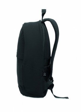 Logo trade corporate gifts image of: A 15-inch laptop backpack made of recycled pre-consumer cotton and recycled polyester with customizable printing.