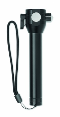 Logo trade promotional item photo of: 3-in-1 aluminum flashlight with an emergency hammer and seatbelt cutter, customizable with printing