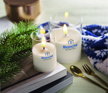 Logo trade business gifts image of: LED wax candle in glass holder