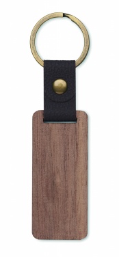 Logo trade advertising products picture of: Key ring in walnut and PU Kokkola