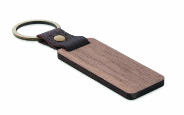 Logo trade corporate gifts image of: Key ring in walnut and PU Kokkola