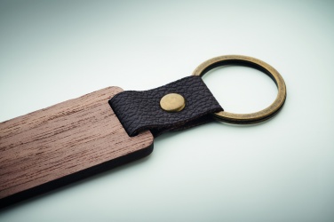 Logo trade promotional item photo of: Key ring in walnut and PU Kokkola