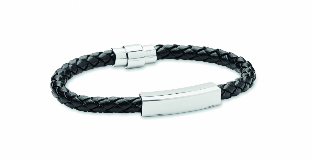 Logo trade promotional gift photo of: Braided faux leather bracelet
