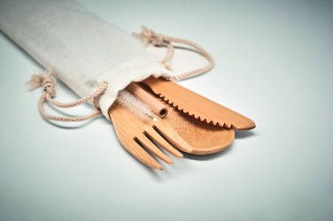 Logo trade promotional merchandise image of: Bamboo cutlery with straw