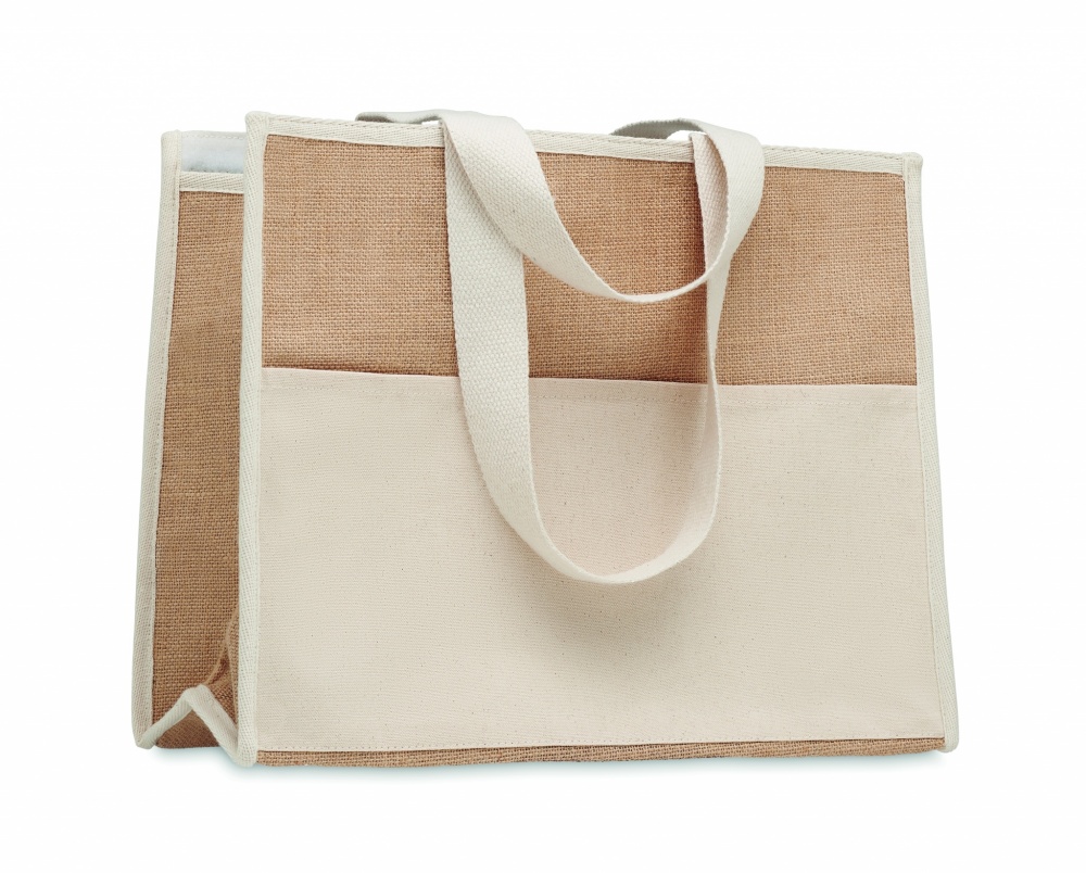 Logo trade promotional gifts image of: Jute and canvas cooler bag