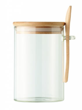 Logo trade advertising products picture of: Glass jar with spoon 600 ml