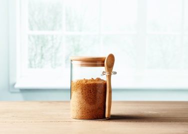 Logotrade advertising product image of: Glass jar with spoon 600 ml