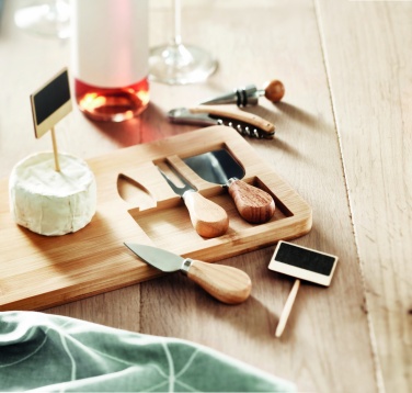 Logo trade promotional giveaways picture of: Bamboo Cheese board set Leipzig