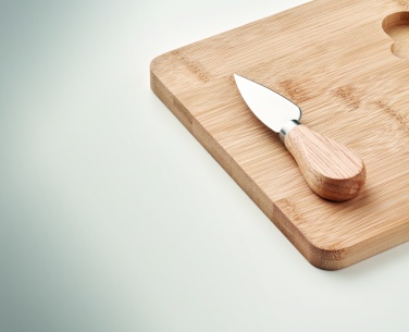 Logo trade promotional giveaways image of: Cheese board set in bamboo Bremen