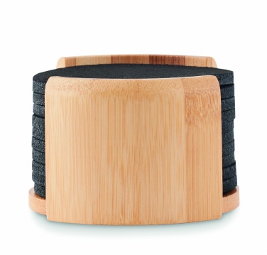 Logotrade corporate gift image of: RPET coasters in bamboo holder