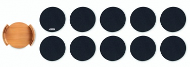 Logo trade promotional items image of: RPET coasters in bamboo holder