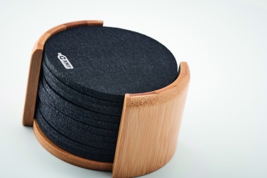 Logotrade promotional gift image of: RPET coasters in bamboo holder