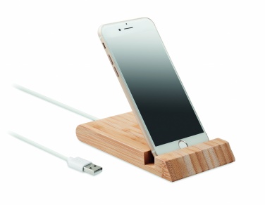 Logo trade promotional merchandise picture of: Bamboo wireless charger  10W ODOS