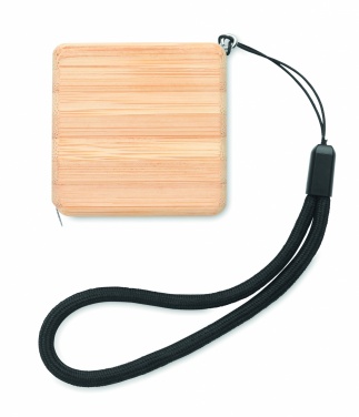 Logo trade promotional merchandise picture of: Measuring tape in bamboo 1m